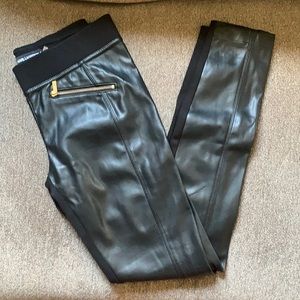 Karl Lagerfeld faux leather leggings; size 2; Black; gently worn